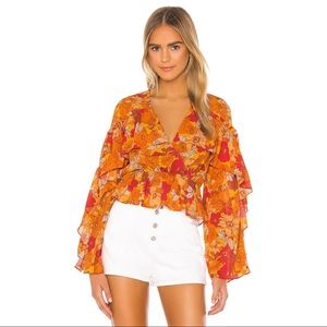 House of Harlow 1960 x Revolve Makana Blouse in 70s Floral Multi Print